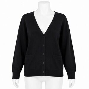 Kallspin Cashmere Wool Blend Cardigan Black Button Front Mens M Luxury Knit NWT